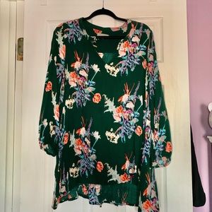 Dark green and floral dress